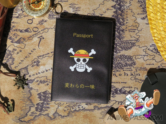 Straw Hat Pirates One Piece Black Passport Cover