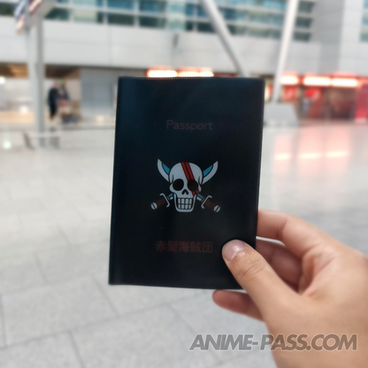 One Piece Red Hair Pirates Black Passport Cover by anime pass front view