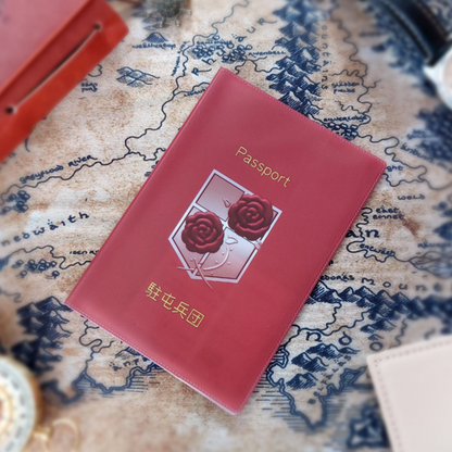 Attack on Titan Garrison Red Passport Cover by anime pass front view