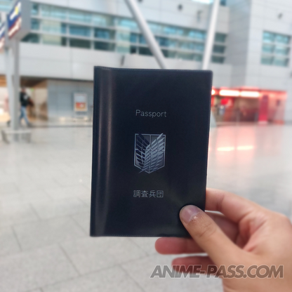 Attack on Titan Survey Corps Passport Cover Blue by anime pass front view 