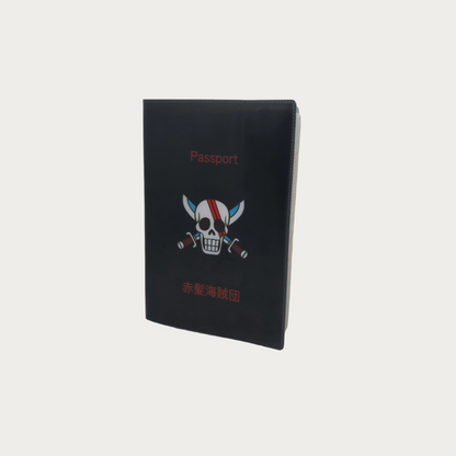 One Piece Red Hair Pirates Black Passport Cover by anime pass front view