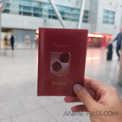Attack on Titan Garrison Red Passport Cover by anime pass front view