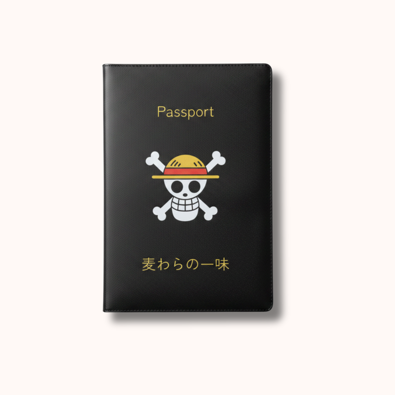 One Piece Straw Hat Pirates Black Passport Cover