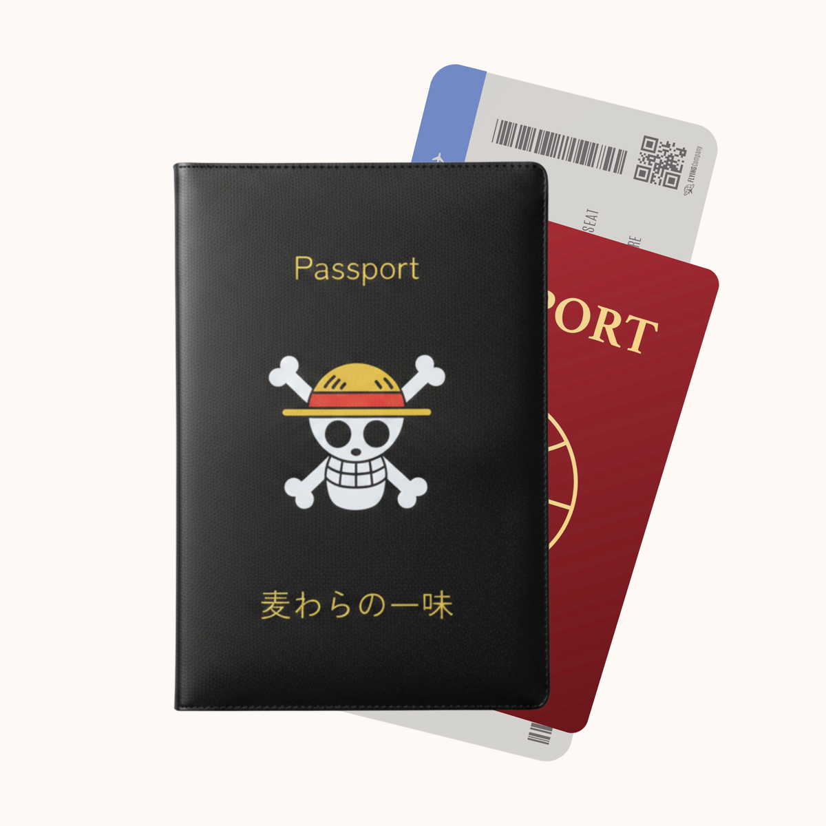 One Piece Strohhutpiraten Schwarze Passhülle