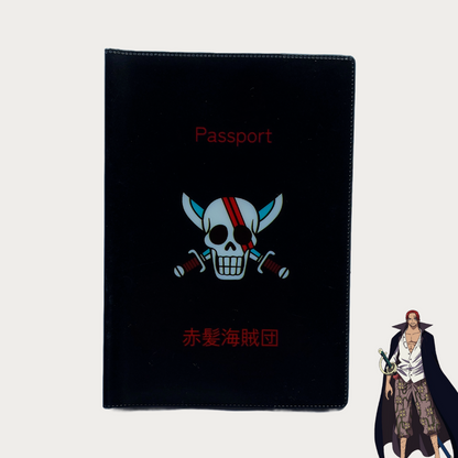 One Piece Red Hair Pirates Black Passport Cover by anime pass front view