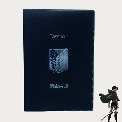 Attack on Titan Survey Corps Passport Cover Blue by anime pass front view