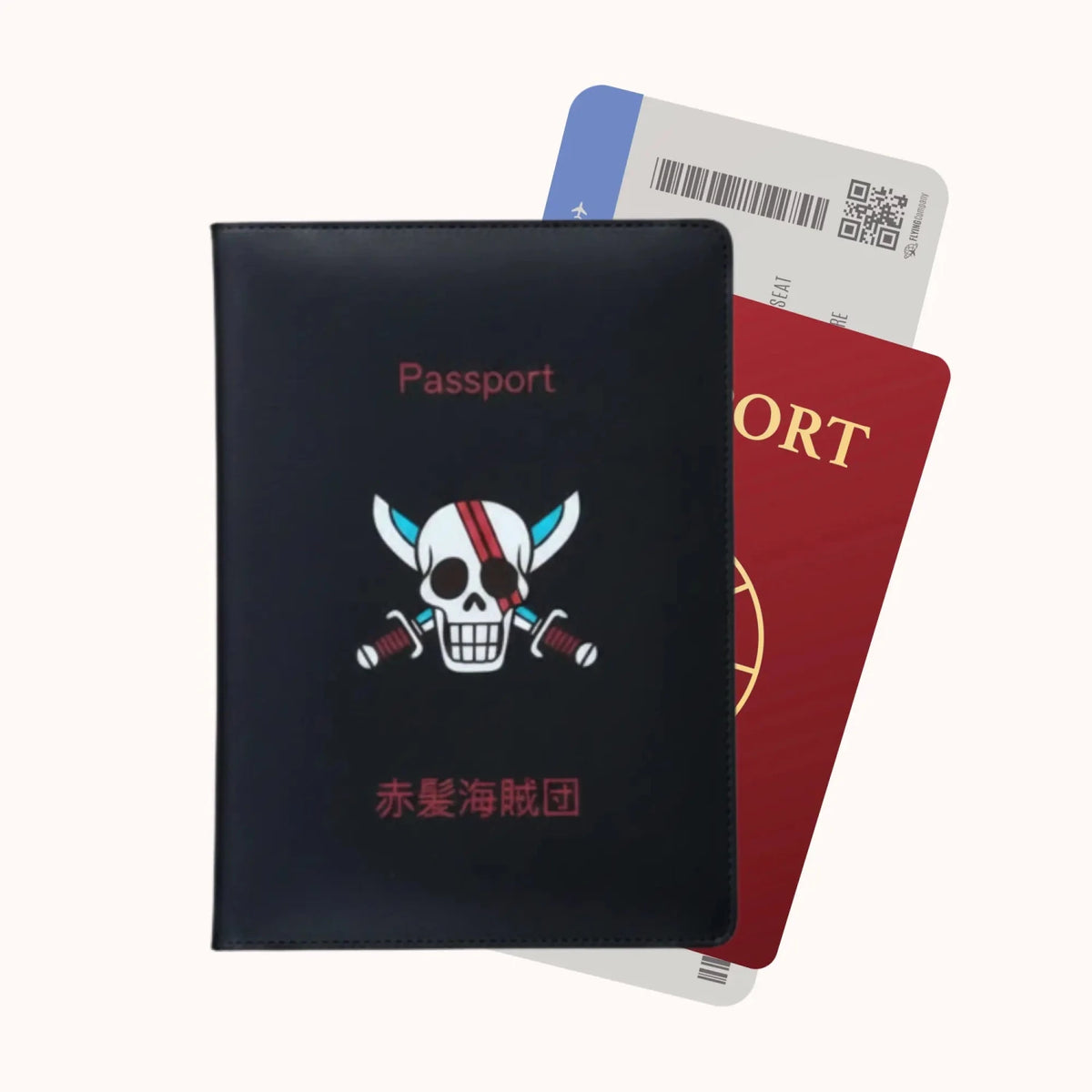 One Piece Red Hair Pirates Black Passport Cover - Anime-Pass